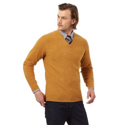Big and tall dark yellow wool rich jumper